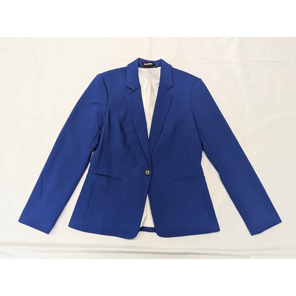 Express Women’s Classic One Button Blue Blazer Jacket Size 10 - Picture 2 of 9